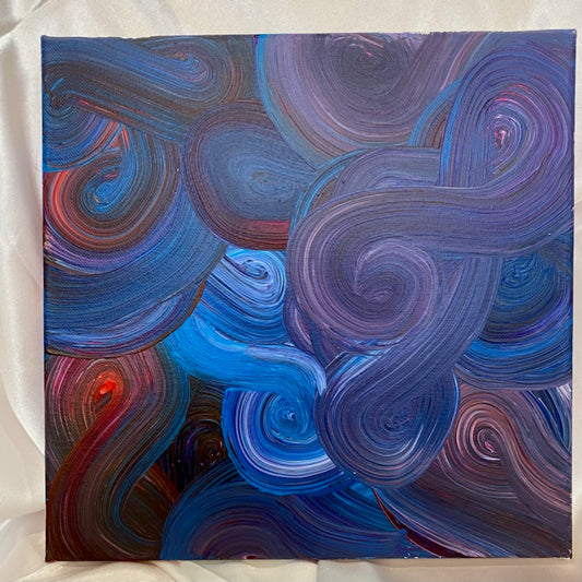 Liquid Swirls Abstract Painting- Deep Blue Tones