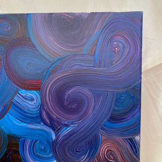 Liquid Swirls Abstract Painting- Deep Blue Tones