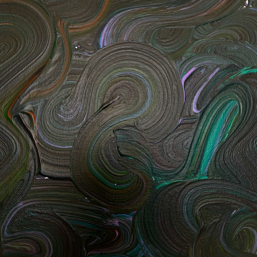 Liquid Swirls Abstract Painting- Deep Green Tones