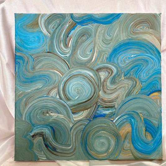 Liquid Swirls Abstract Painting- Deep Blue Tones