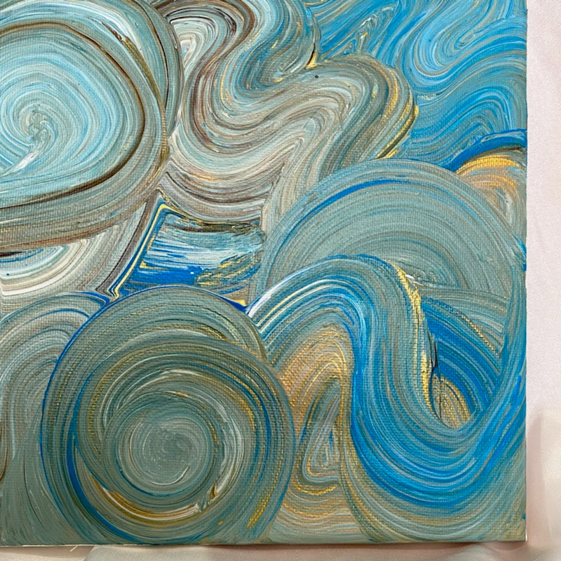 Liquid Swirls Abstract Painting- Deep Blue Tones