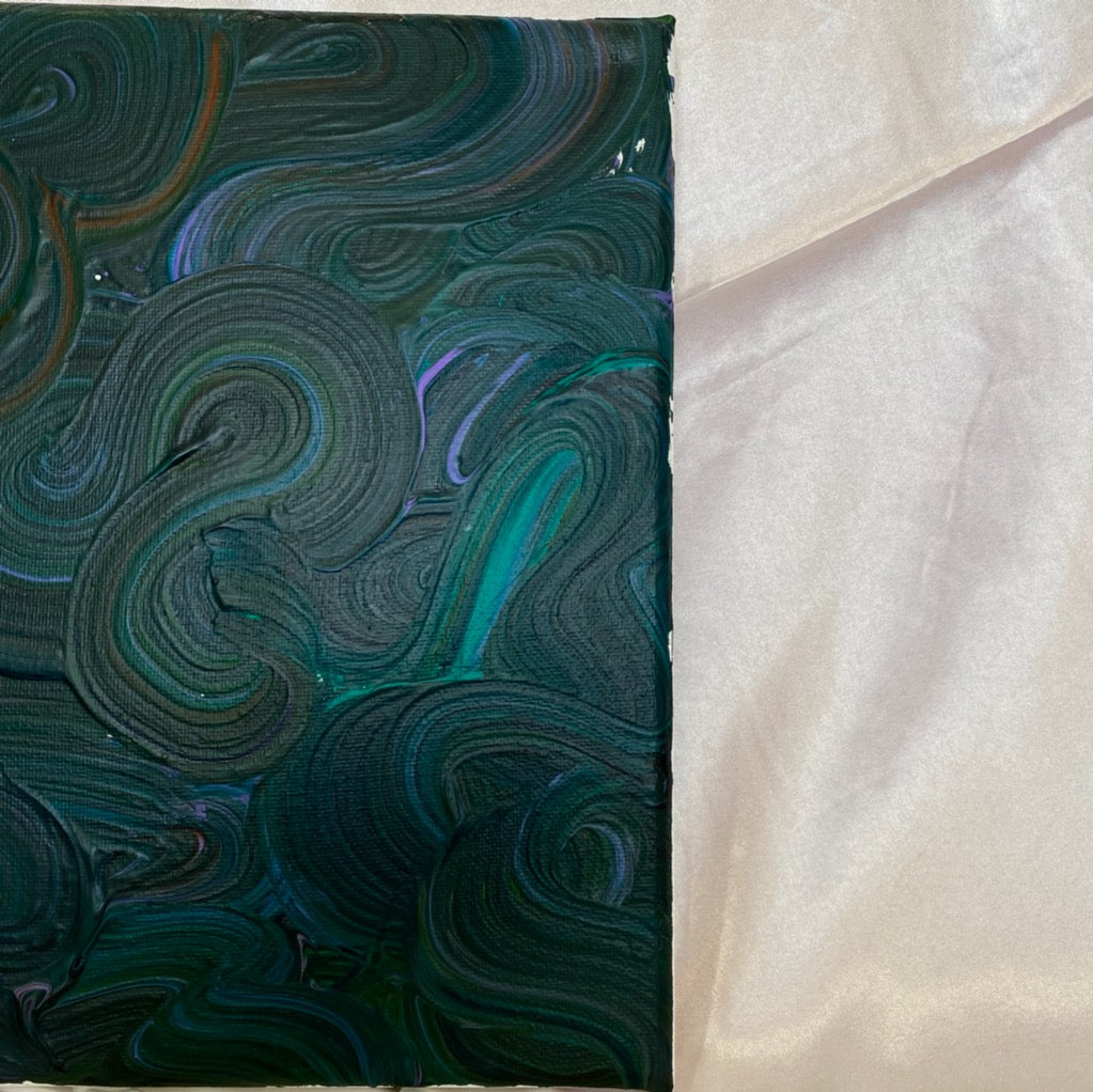 Liquid Swirls Abstract Painting- Deep Green Tones