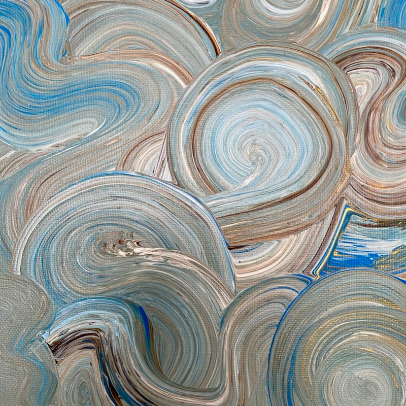 Liquid Swirls Abstract Painting- Deep Blue Tones