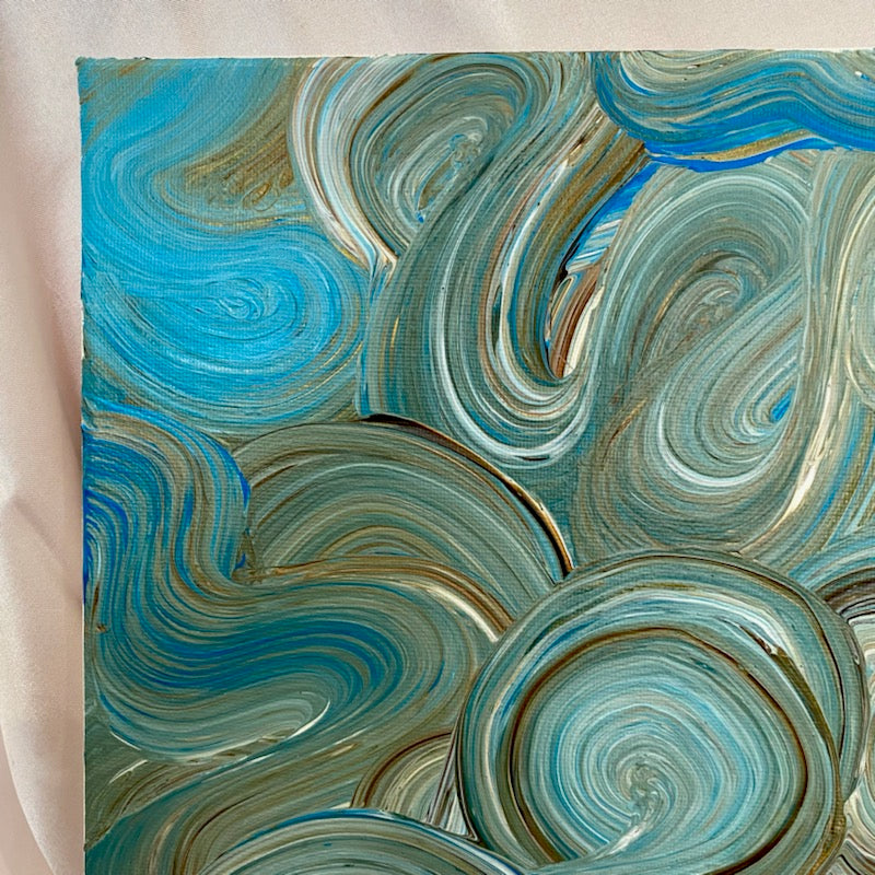 Liquid Swirls Abstract Painting- Deep Blue Tones