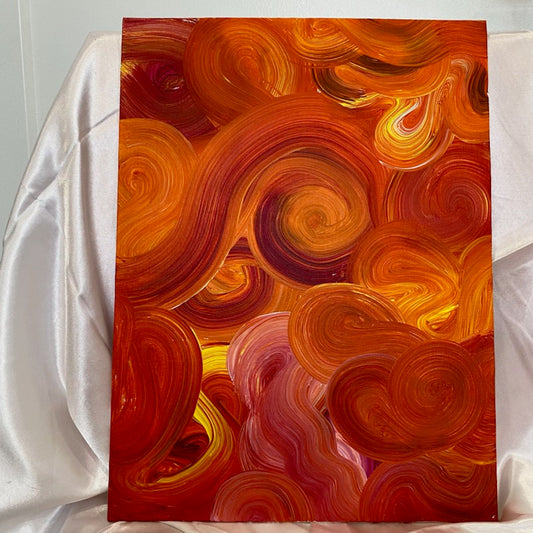 Liquid Swirls Abstract Painting- Burnt Orange Tones