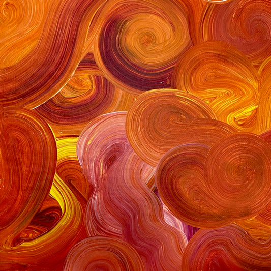 Liquid Swirls Abstract Painting- Burnt Orange Tones